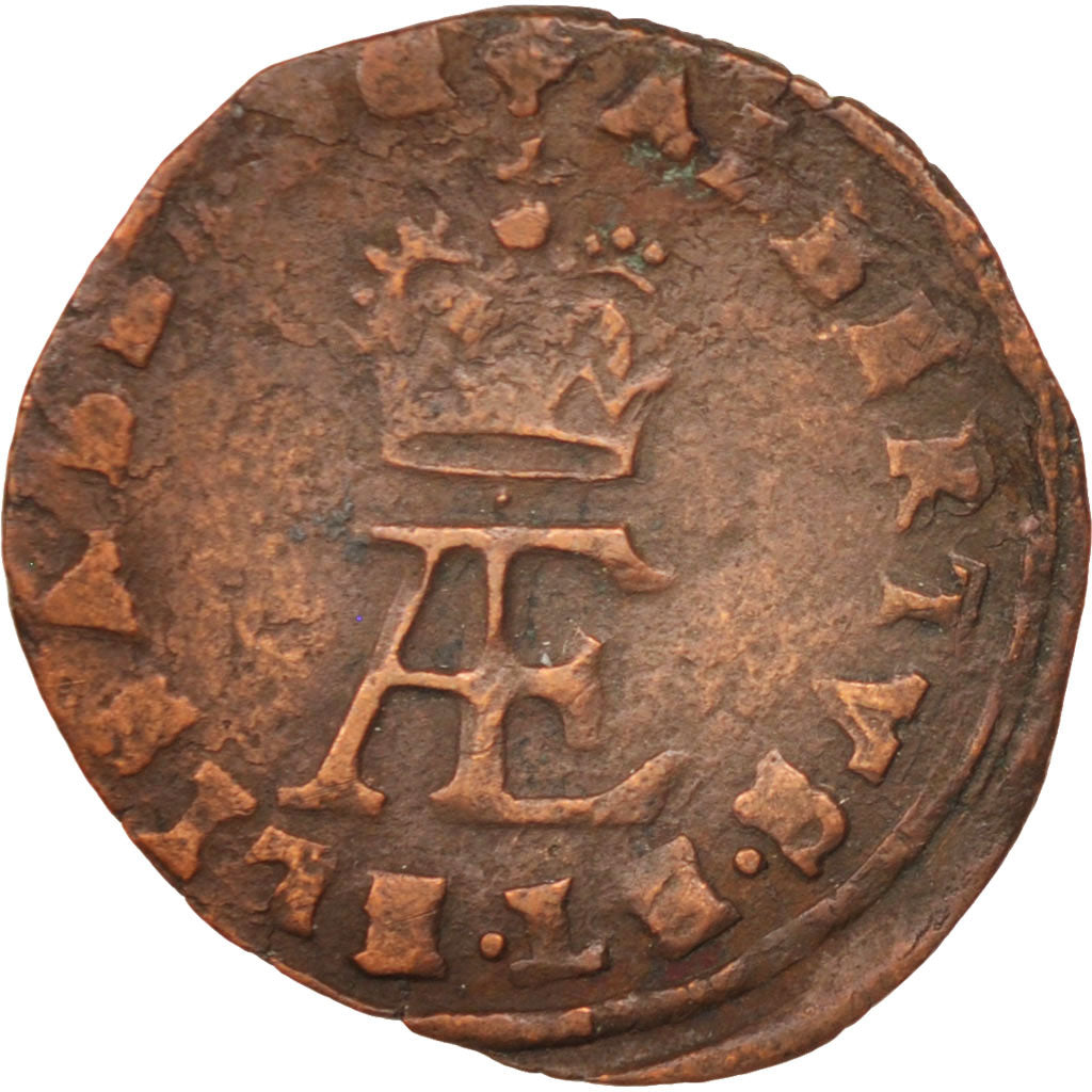 Spanish Netherlands, FLANDERS, 2 Denier, 8 Mites, 1616, EF(40-45), Copper, KM:6