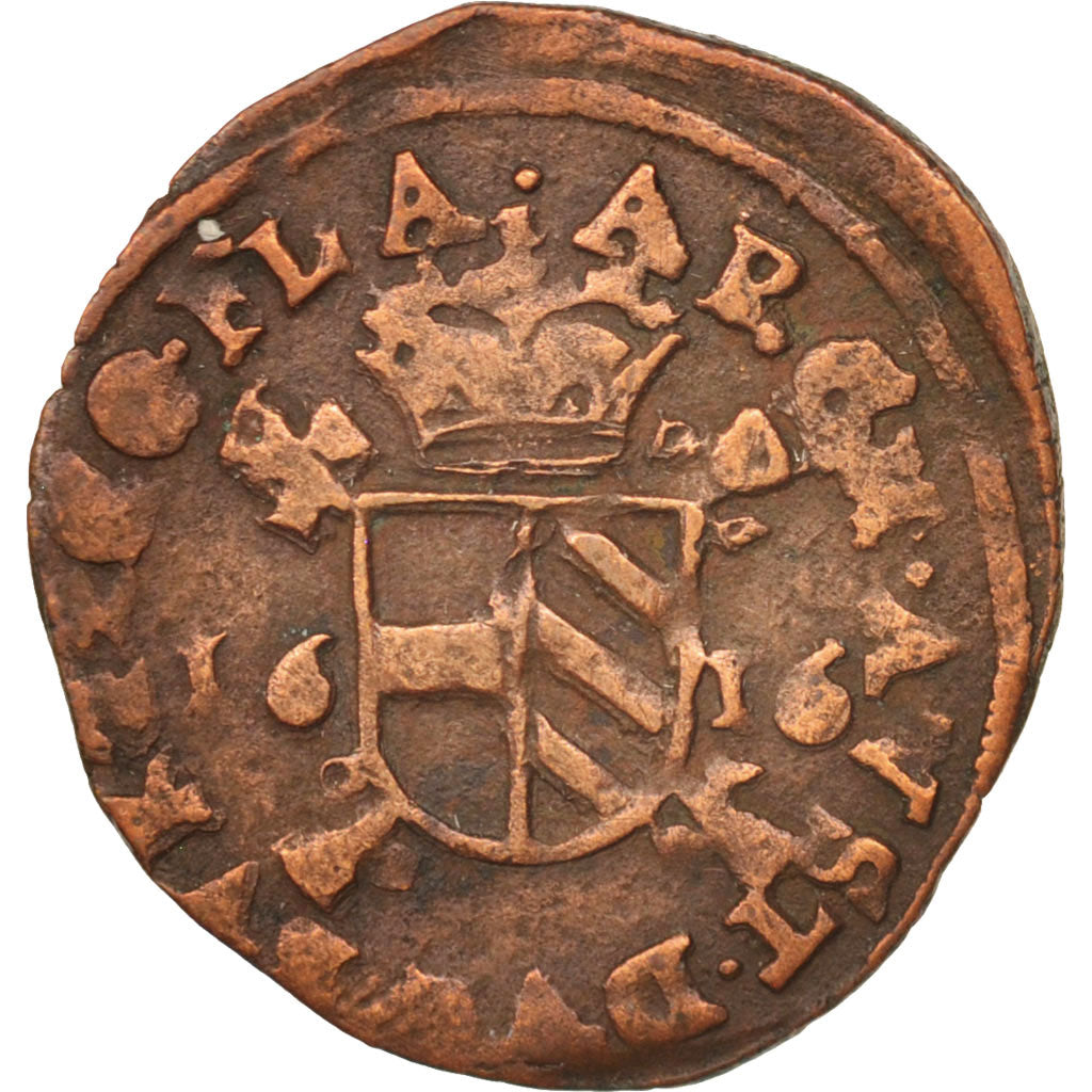 Spanish Netherlands, FLANDERS, 2 Denier, 8 Mites, 1616, EF(40-45), Copper, KM:6