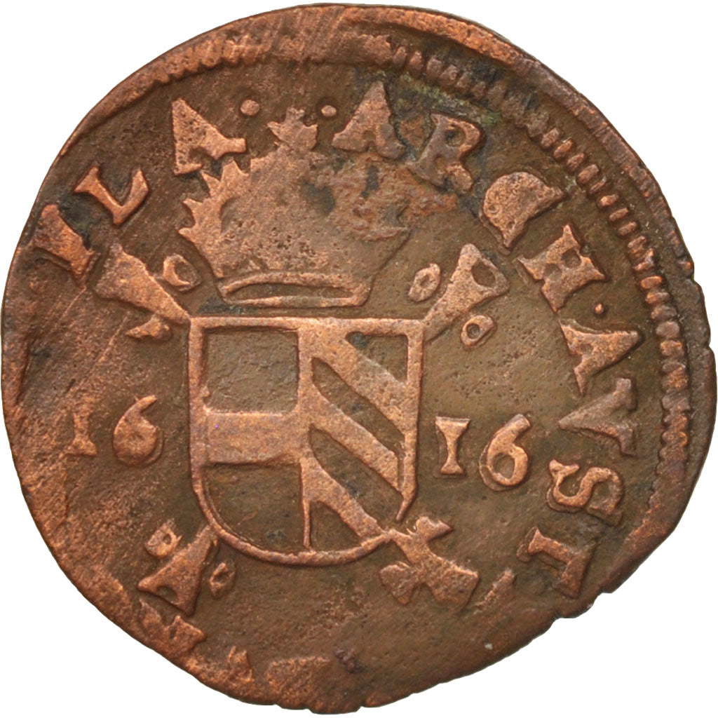 Coin, Spanish Netherlands, Flanders, 2 Denier, 8 Mites, 1616, EF(40-45), Copper