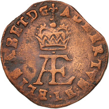 Spanish Netherlands, TOURNAI, 2 Denier, 1616, Antwerp, EF(40-45), Copper, KM:12