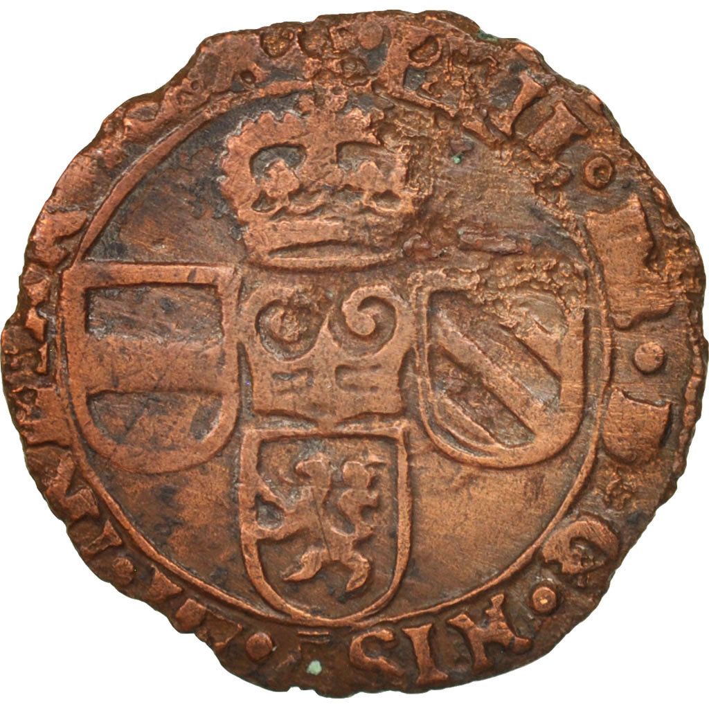 Spanish Netherlands, BRABANT, Liard, 12 Mites, 1644, Brabant, VF(30-35)