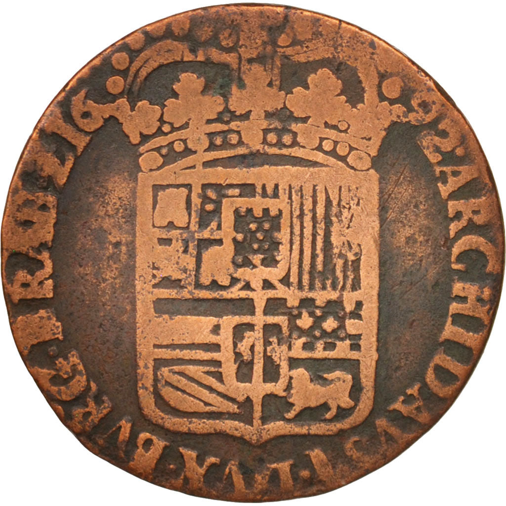 Spanish Netherlands, BRABANT, Liard, 12 Mites, 1692, Antwerp, EF(40-45), Copper