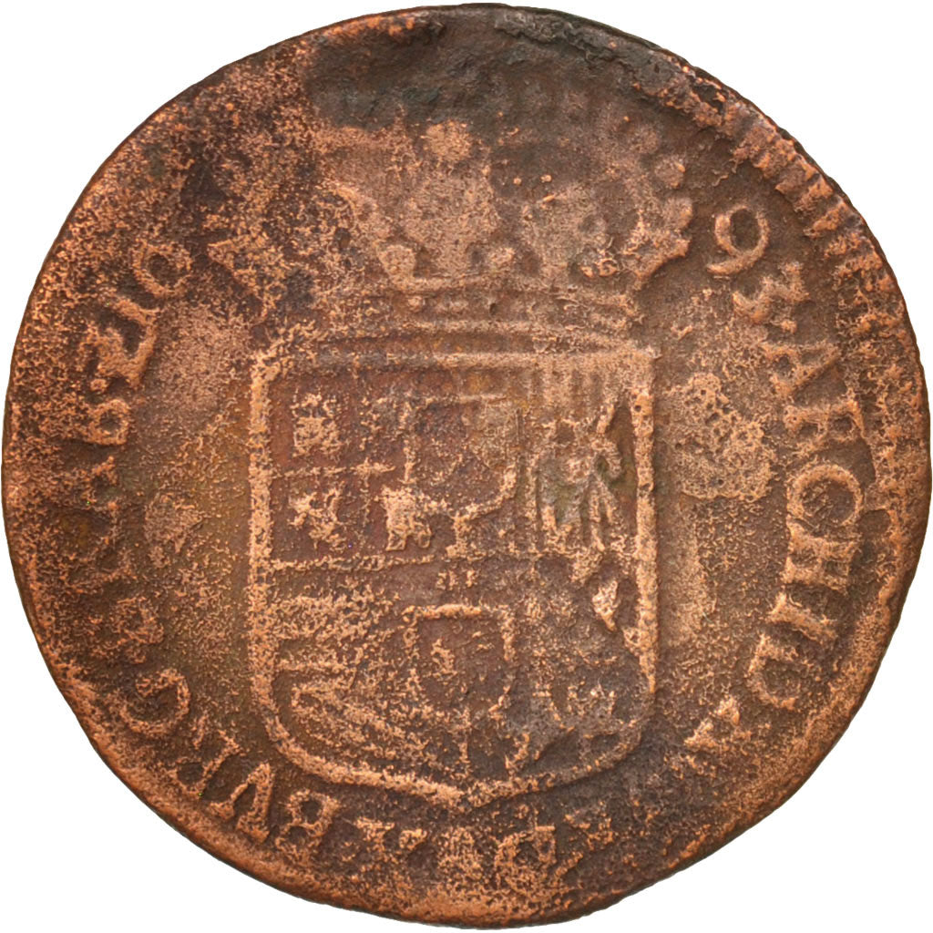 Spanish Netherlands, BRABANT, Liard, 12 Mites, 1693, Brabant, VF(20-25)