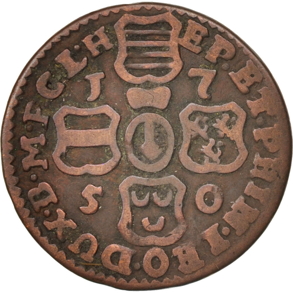 LIEGE, John Theodore, Liard, 1750, Liege, EF(40-45), Copper, KM:155