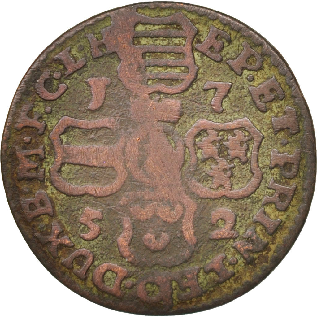 LIEGE, John Theodore, Liard, 1752, Liege, VF(20-25), Copper, KM:155