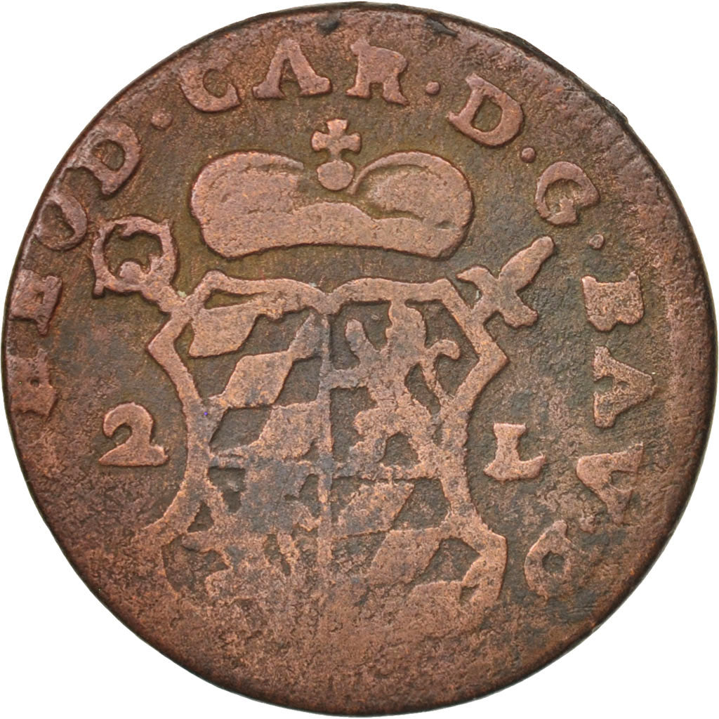 Coin, LIEGE, John Theodore, 2 Liards, 1752, Liege, VF(30-35), Copper, KM:158