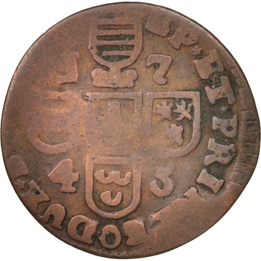 LIEGE, John Theodore, Liard, 1745, Liege, VF(20-25), Copper, KM:146
