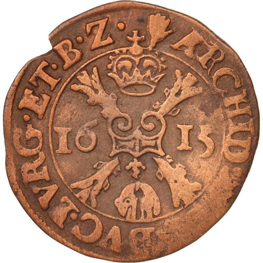 Spanish Netherlands, BRABANT, 1/2 Liard, 6 Mites, Gigot, 1615, Antwerp