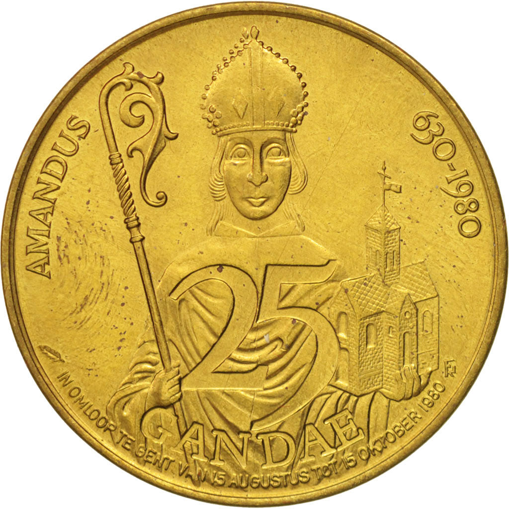 Belgium, Token, Touristic token, Gent, 25 Gandae, 1980, AU(55-58), Bi-Metallic