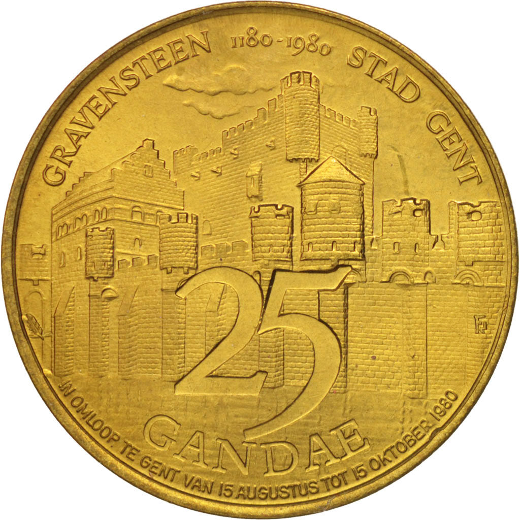 Belgio, Token, Touristic token, Gent, 25 Gandae, 1980, SPL, Bi-metallico
