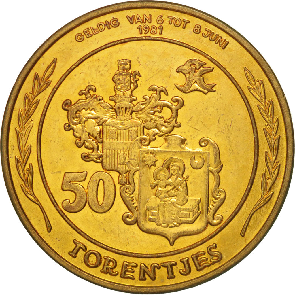 Belgien, Token, Touristic token, Kessel-Lo, 50 Torentjes, 1981, UNZ, Bi-Metallic