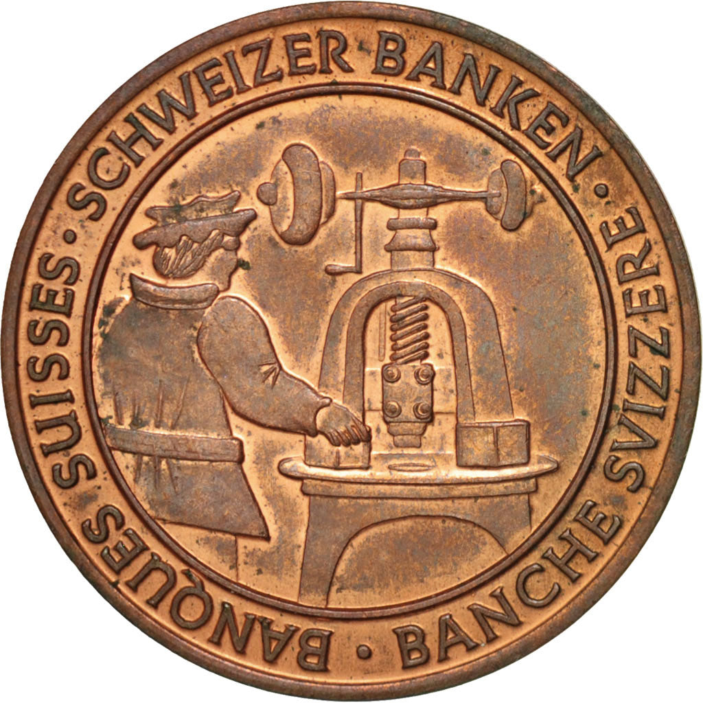 Switzerland, Token, Tourist Token, Banques Suisses, 1990, AU(55-58), Copper