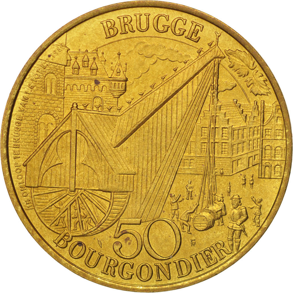 Bélgica, Token, Jetón turístico, Brugge, 50 Bourgondier, 1982, SC, Níquel -