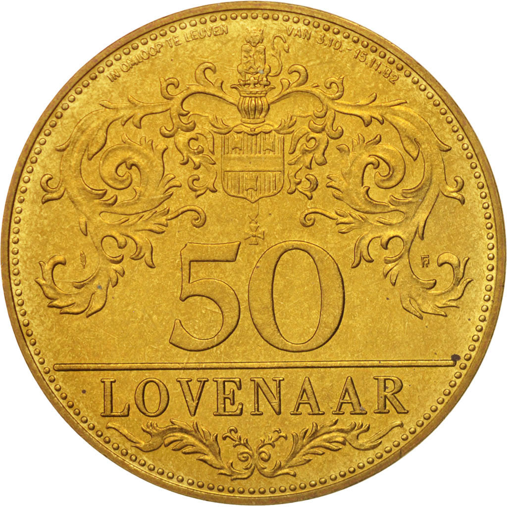 Bélgica, Token, Jetón turístico, 50 Lovenaar, 1982, SC+, Níquel - latón