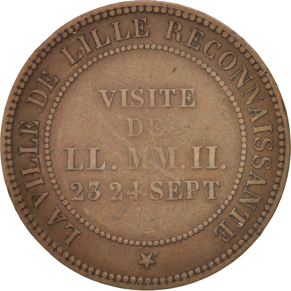 Francia, Token, Chamber of Commerce, Visite de Napoléon III à Lille, 1853