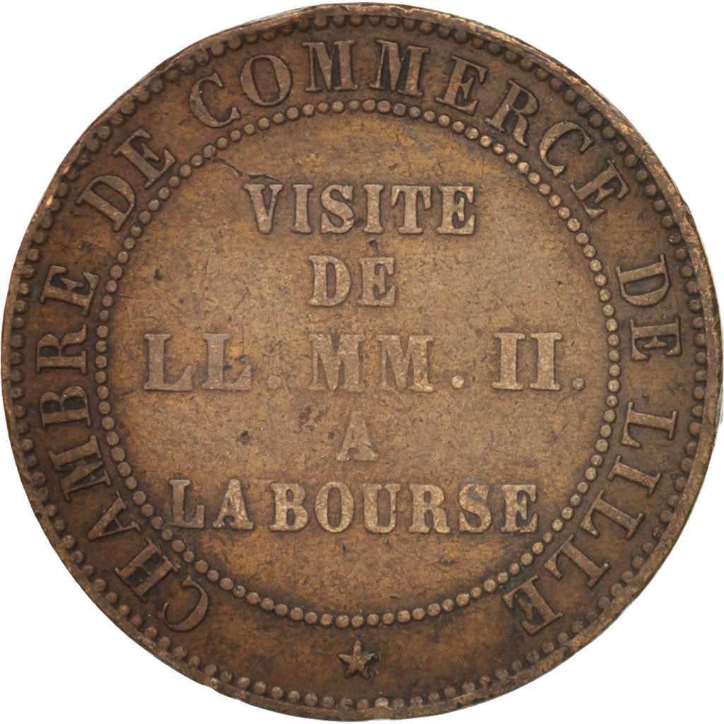 Francia, Token, Chamber of Commerce, Visite de Napoléon III à Lille, 1853