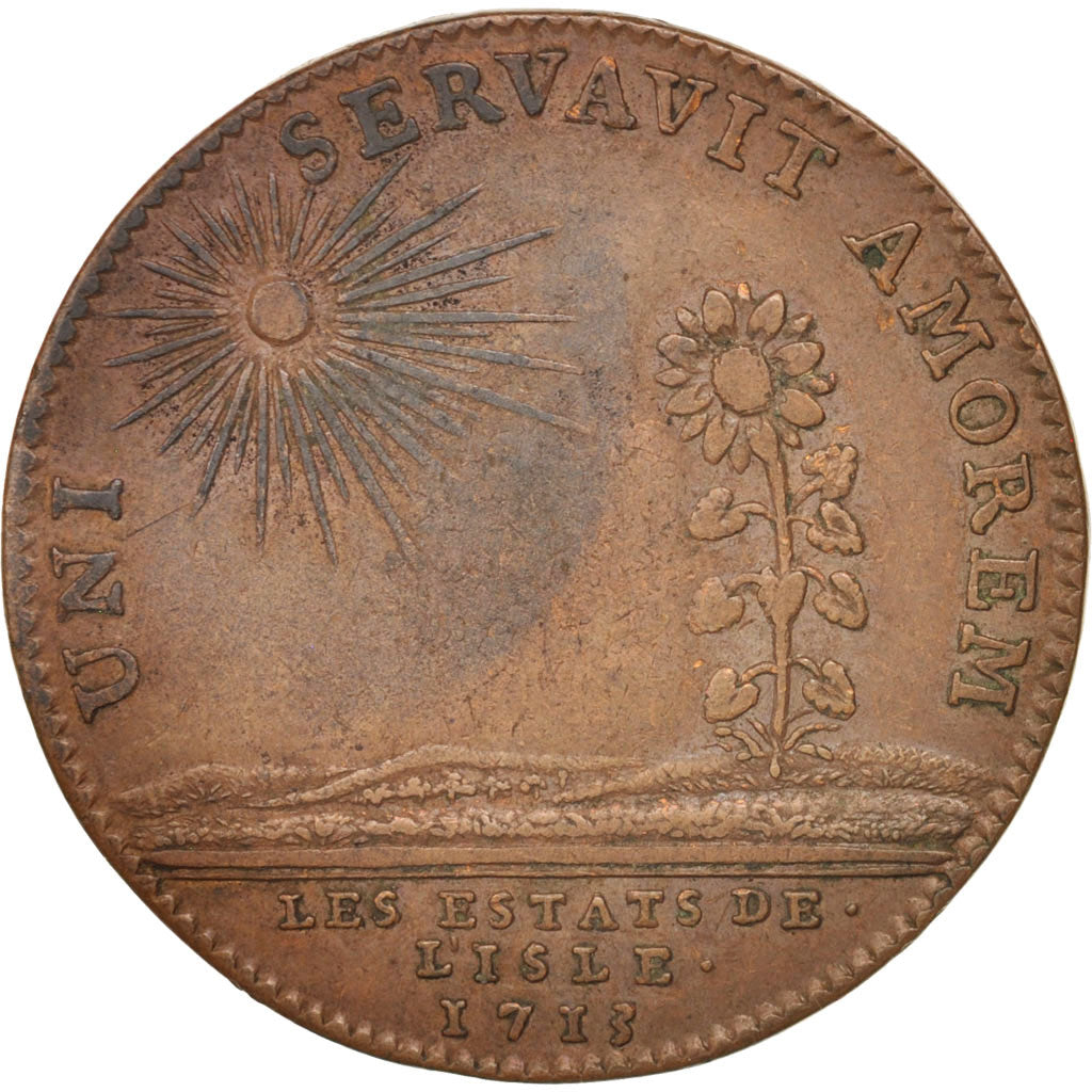 France, Jeton, Royal, États de Lille, Louis XIV, 1713, TTB, Cuivre