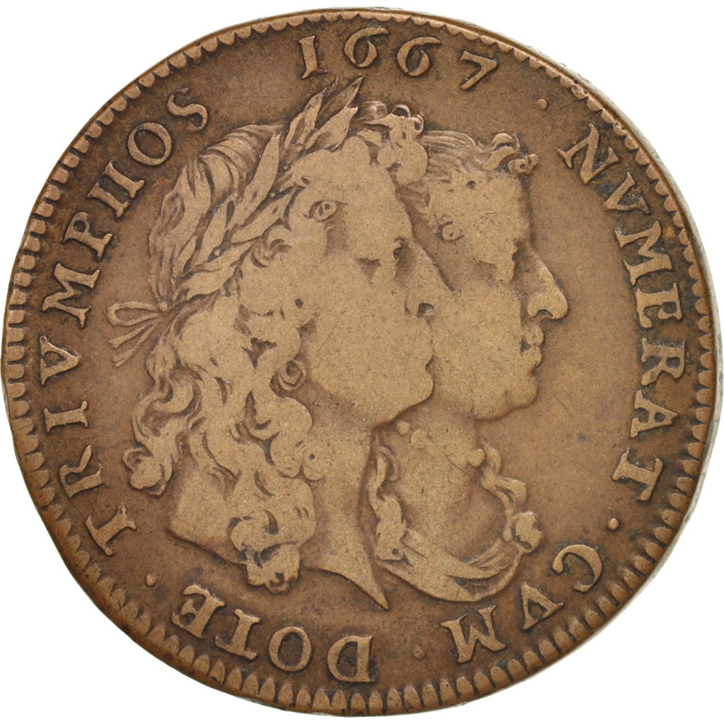France, Token, Royal, États de Lille, Louis XIV, 1667, EF(40-45), Copper
