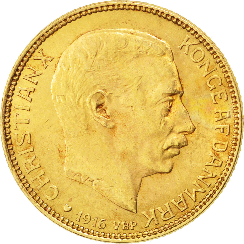 Danimarca, Christian X, 20 Kroner, 1916, Copenhagen, SPL-, Oro, KM:817.1