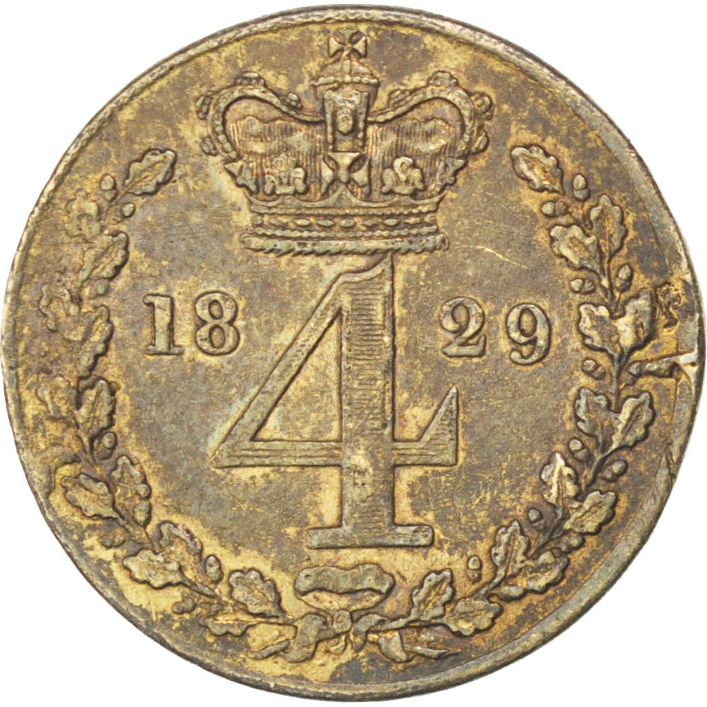 Coin, Great Britain, George IV, 4 Pence, Groat, 1829, AU(55-58), Silver, KM:686