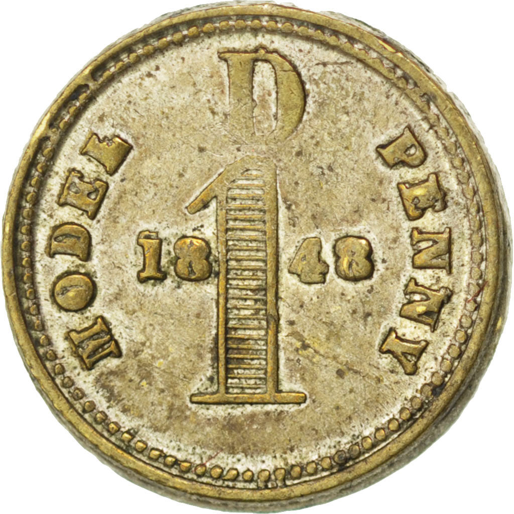 GREAT BRITAIN, Penny, 1848, KM #22, EF(40-45), Copper, 19, 0.61