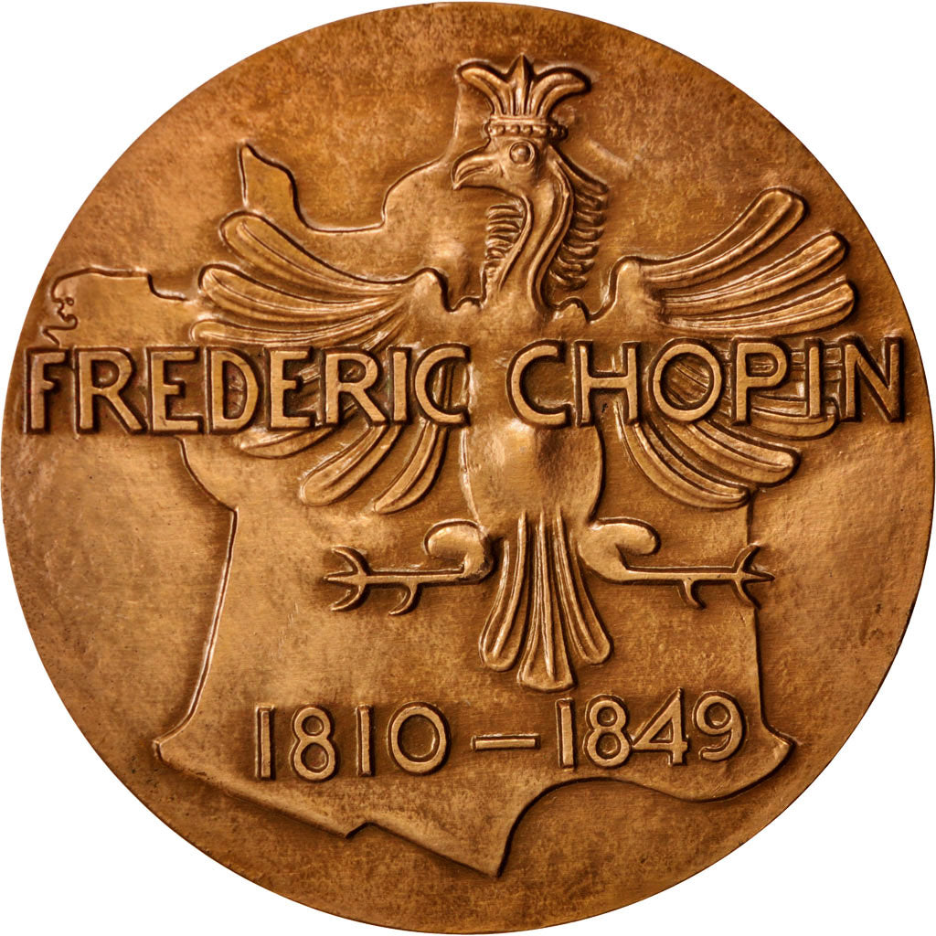 France, Medal, Frédéric Chopin, Arts & Culture, 1967, Robert Couter, MS(63)