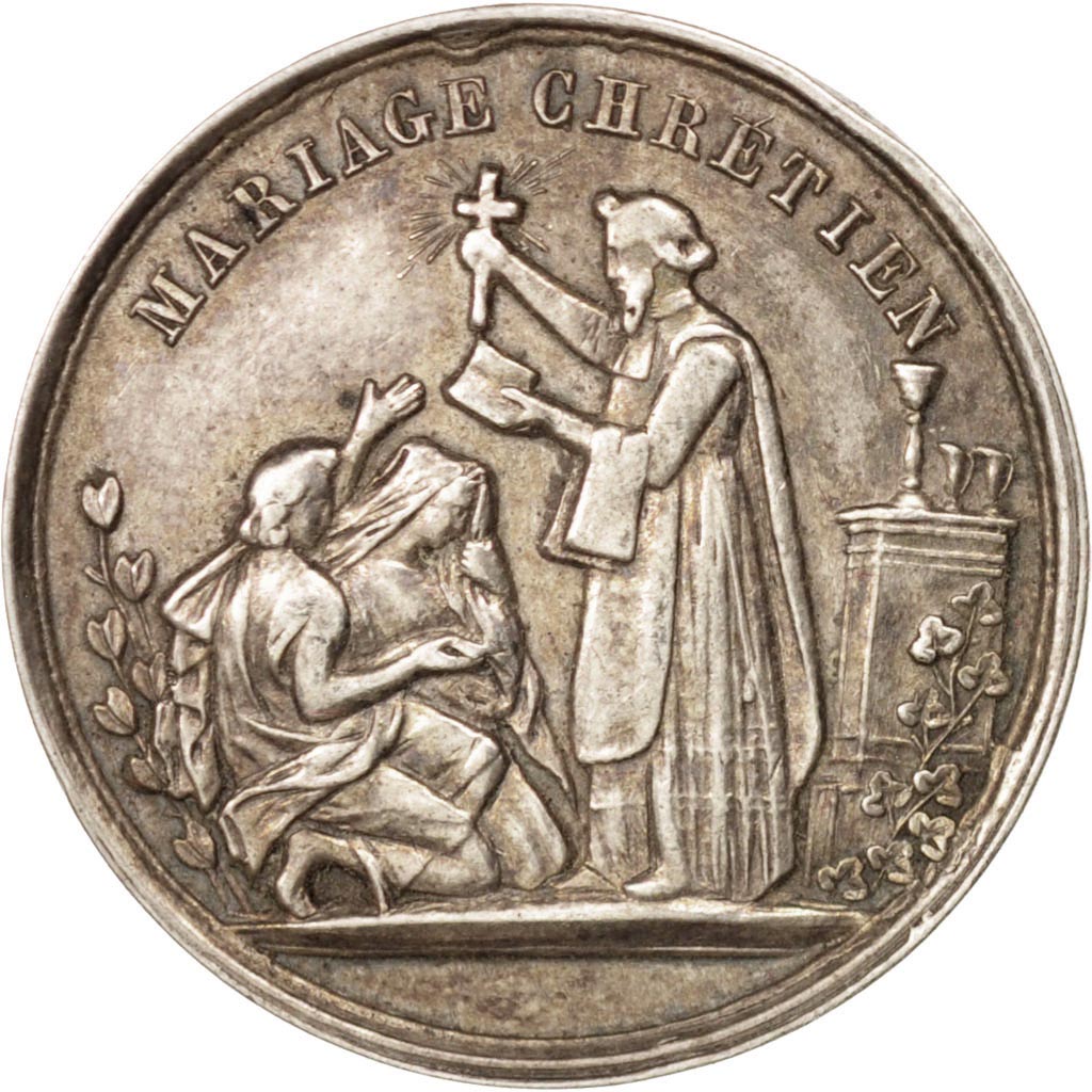 Francja, Medal, Wedding medal, Religie i wierzenia, AU(55-58), Srebro