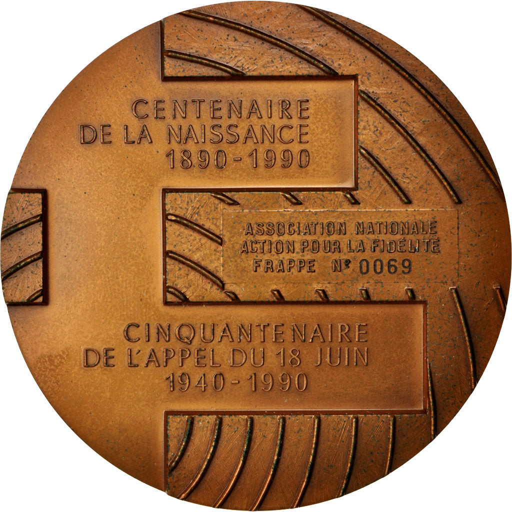 France, Medal, Charles De Gaulle, 1990, MS(63), Bronze