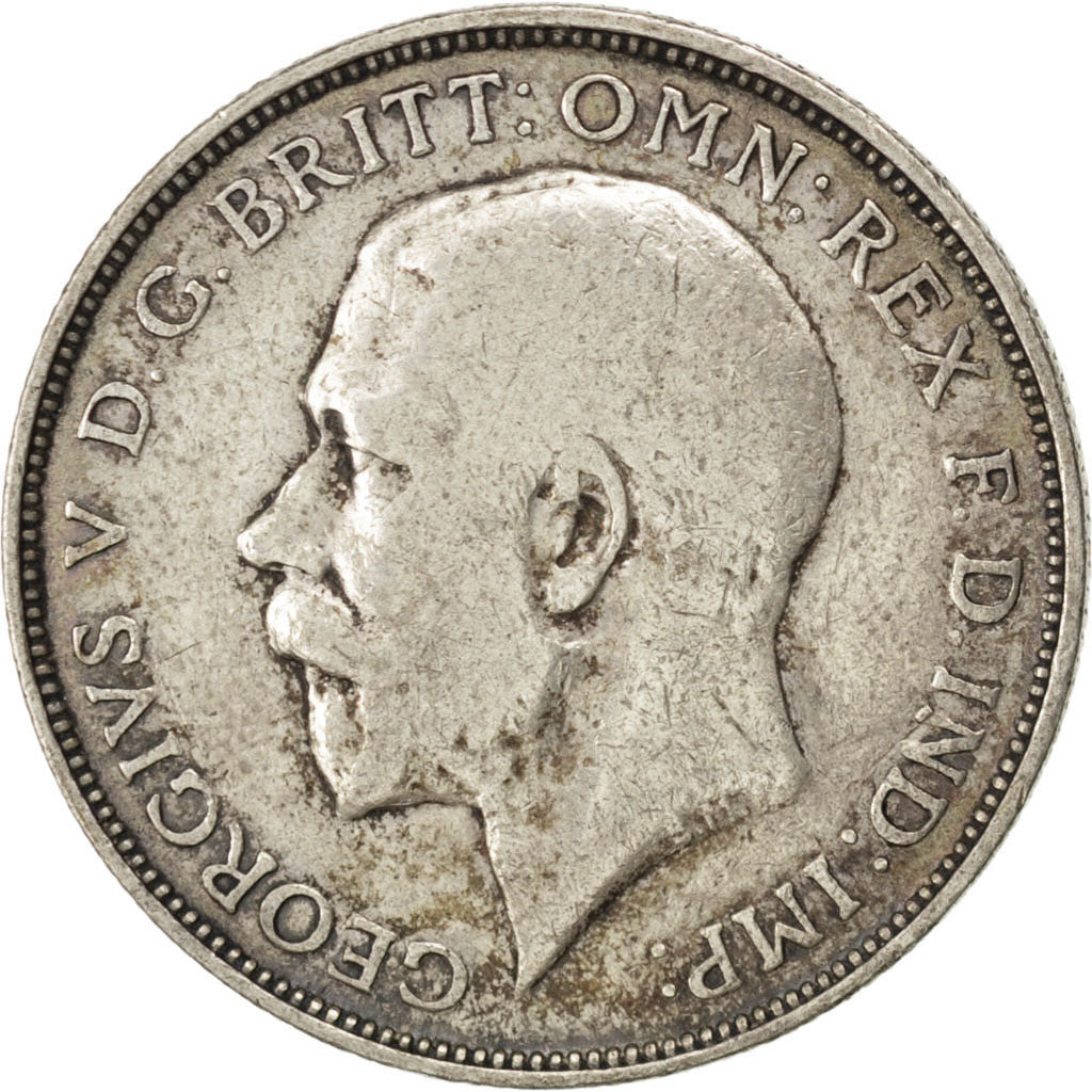 GREAT BRITAIN, Florin, Two Shillings, 1919, KM #817, VF(30-35), Silver, 28.3,...