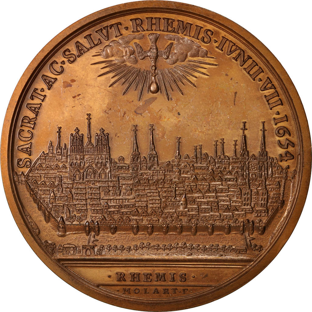 France, Medal, VIlle de Reims, Sacre de Louis XIV, History, 1988, Molart