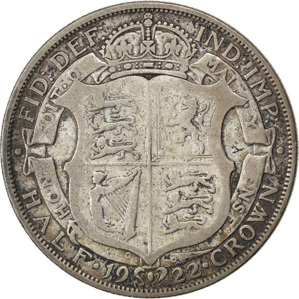 Coin, Great Britain, George V, 1/2 Crown, 1922, VF(20-25), Silver, KM:818.1a