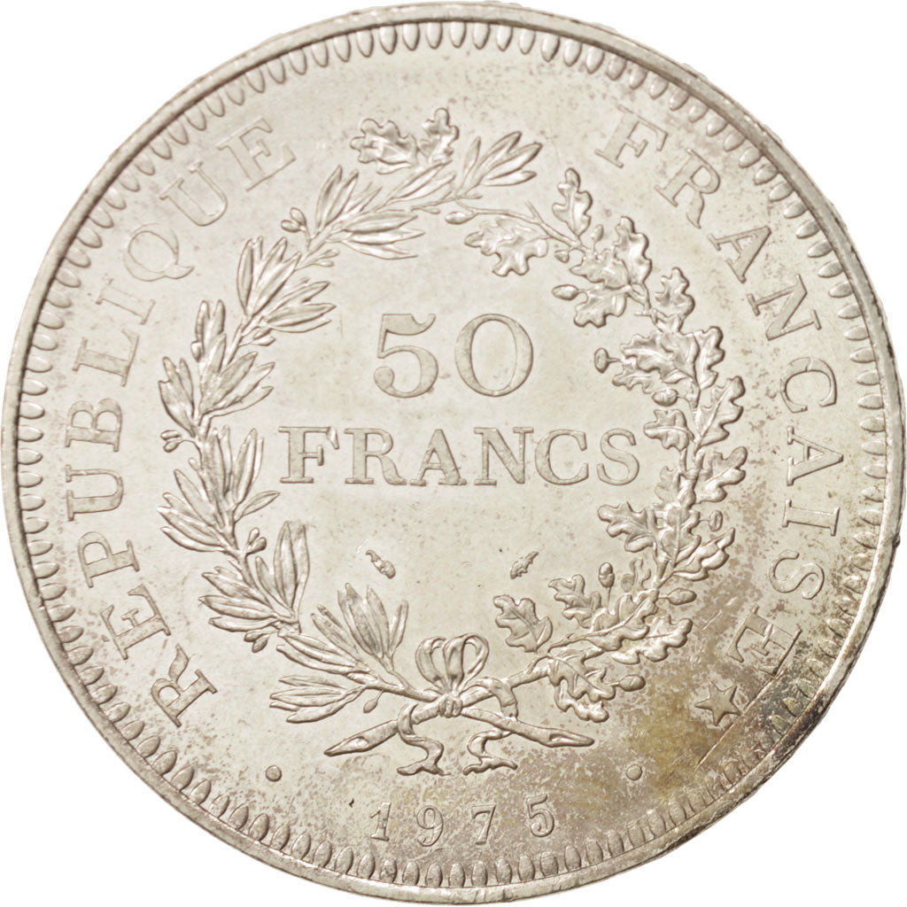 Coin, France, Hercule, 50 Francs, 1975, Paris, AU(55-58), Silver, KM:941.1