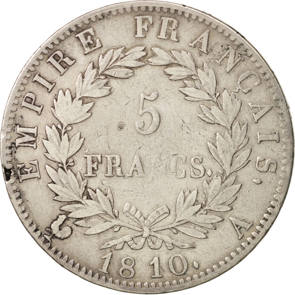 Coin, France, Napoléon I, 5 Francs, 1810, Paris, EF(40-45), Silver, KM:694.1