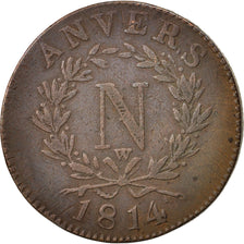 Munten, FRANSE STATEN, ANTWERP, 10 Centimes, 1814, Antwerp, ZF, Bronze, KM:5.4