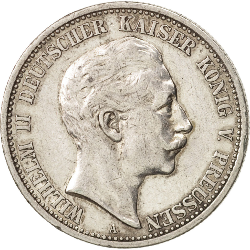 German States, PRUSSIA, Wilhelm II, 2 Mark, 1907, Berlin, EF(40-45), Silver