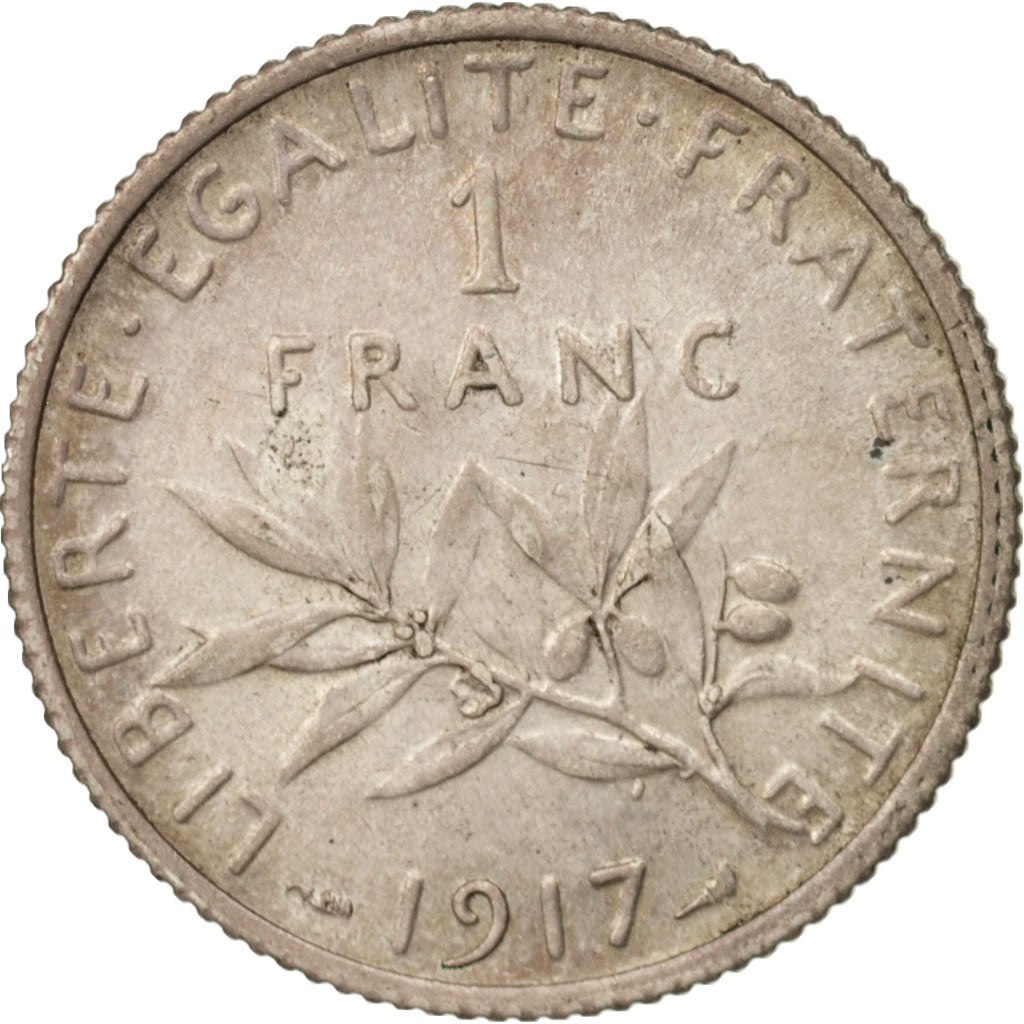Frankreich, Semeuse, Franc, 1917, Paris, SS+, Silber, KM:844.1, Gadoury:467