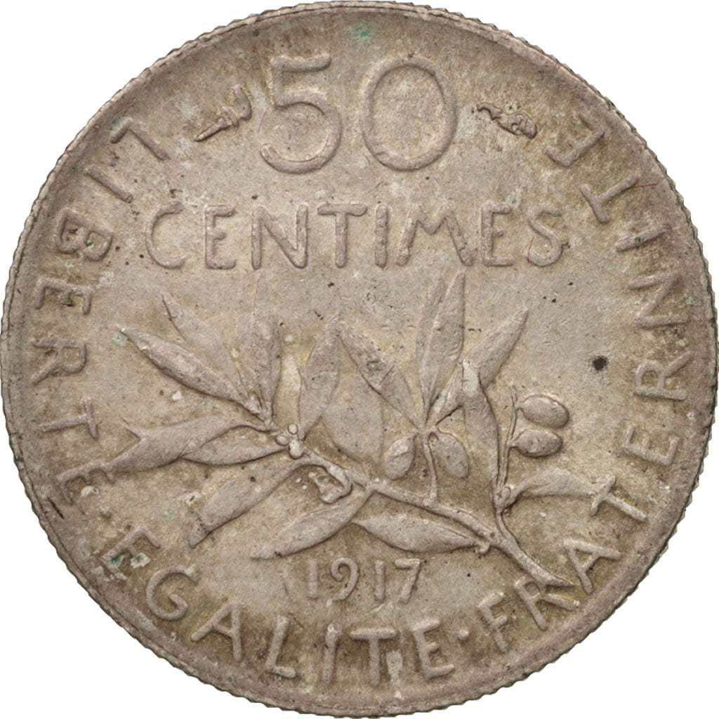 Monnaie, France, Semeuse, 50 Centimes, 1917, Paris, TTB+, Argent, KM:854