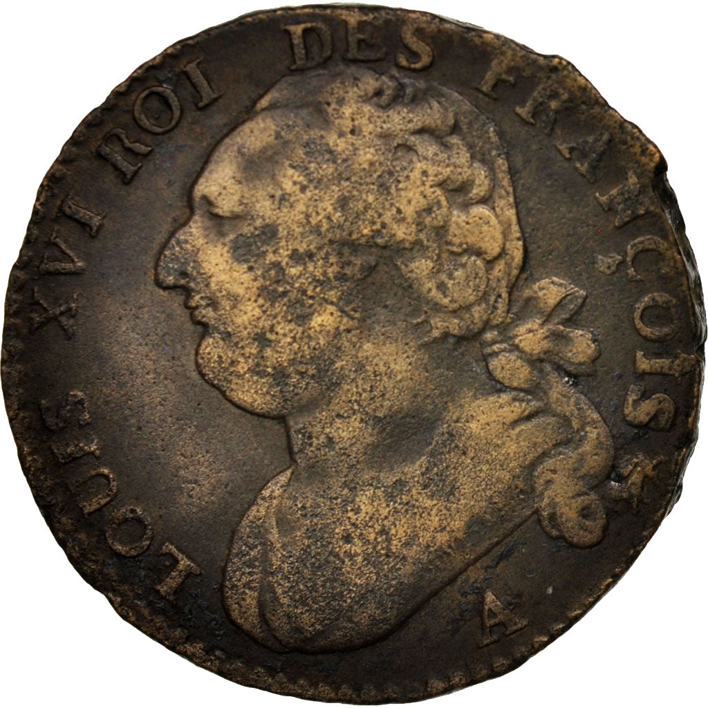 Coin, France, 12 deniers françois, 12 Deniers, 1792, Paris, VF(30-35), Bronze