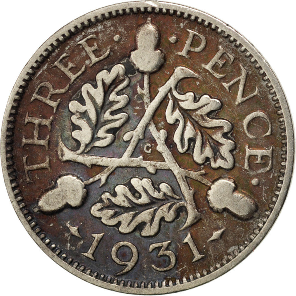 GREAT BRITAIN, 3 Pence, 1931, KM #831, VF(30-35), Silver, 16, 1.37