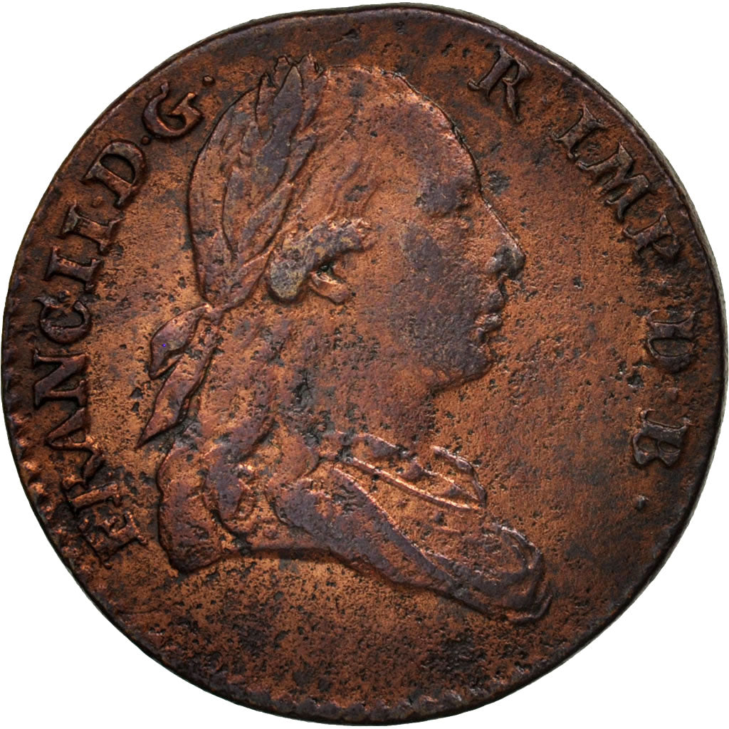 AUSTRIAN NETHERLANDS, Franz II, Liard, Oord, 1793, Brussels, EF(40-45), Copper