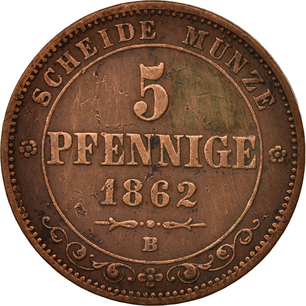 Coin, German States, SAXONY-ALBERTINE, Johann, 5 Pfennig, 1862, EF(40-45)