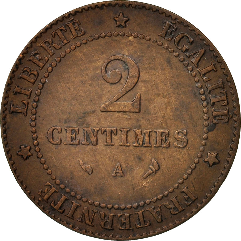 France, Cérès, 2 Centimes, 1897, Paris, EF(40-45), Bronze, KM:827.1, Gadoury 105