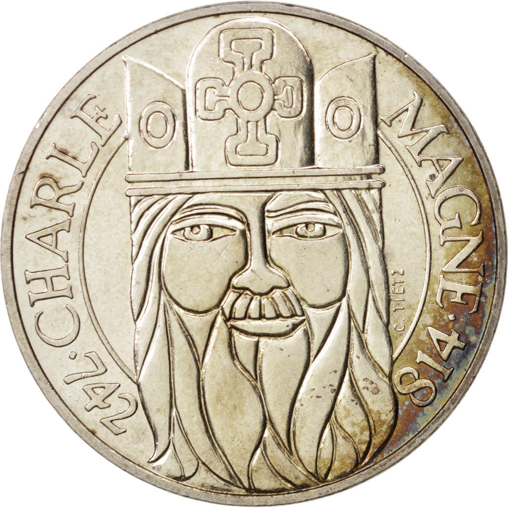 Coin, France, Charlemagne, 100 Francs, 1990, AU(55-58), Silver, KM:982