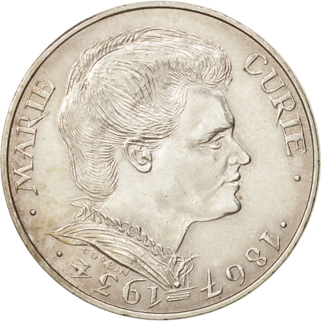 Munten, Frankrijk, Marie Curie, 100 Francs, 1984, PR, Zilver, KM:955