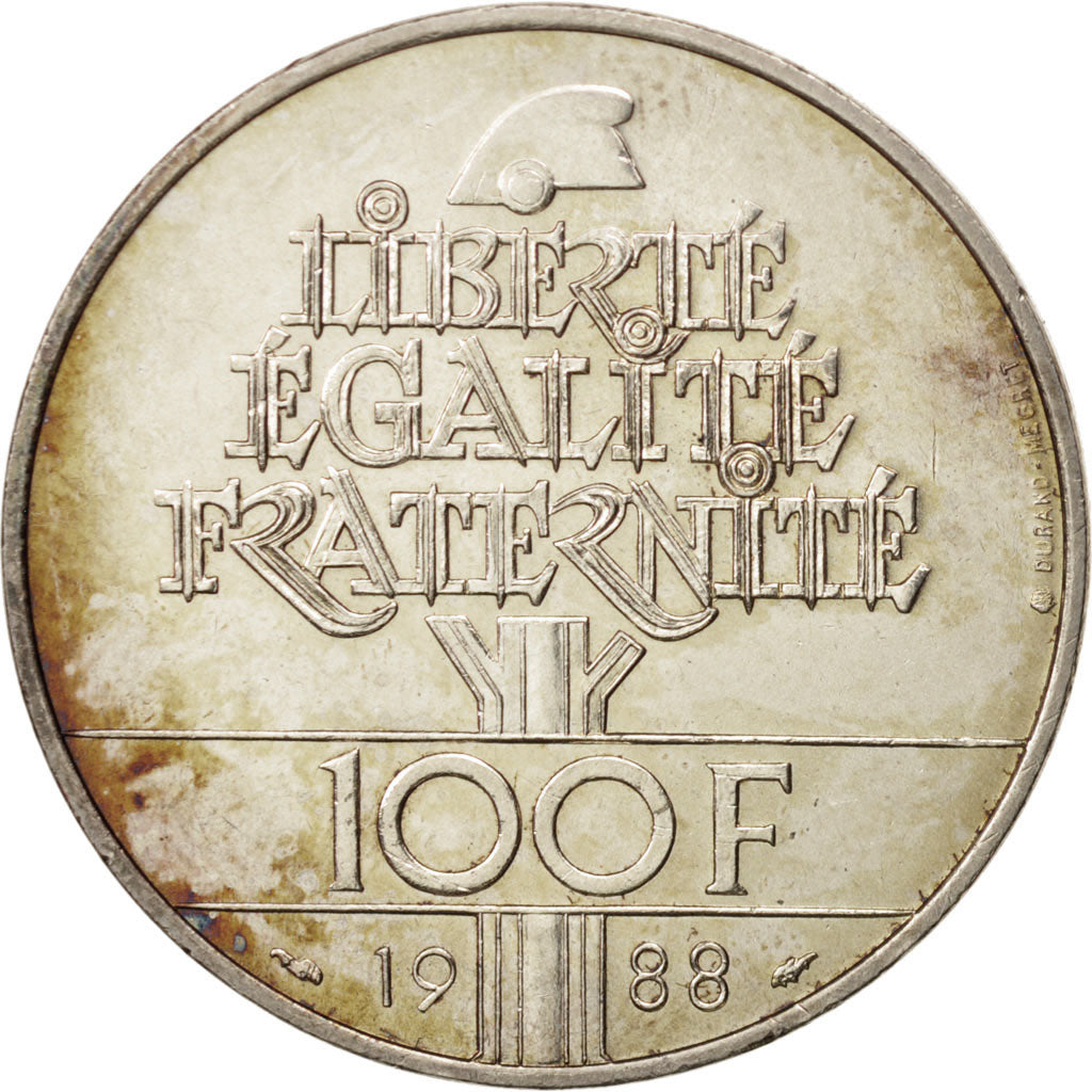 France, Fraternité, 100 Francs, 1988, Paris, AU(55-58), Silver, KM:966