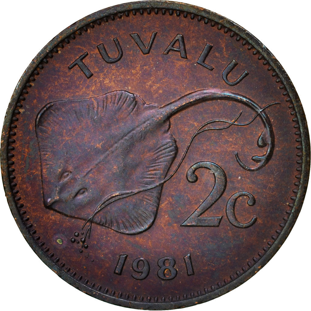 Tuvalu, Elizabeth II, 2 Cents, 1981, British Royal Mint, AU(50-53), Bronze, KM:2