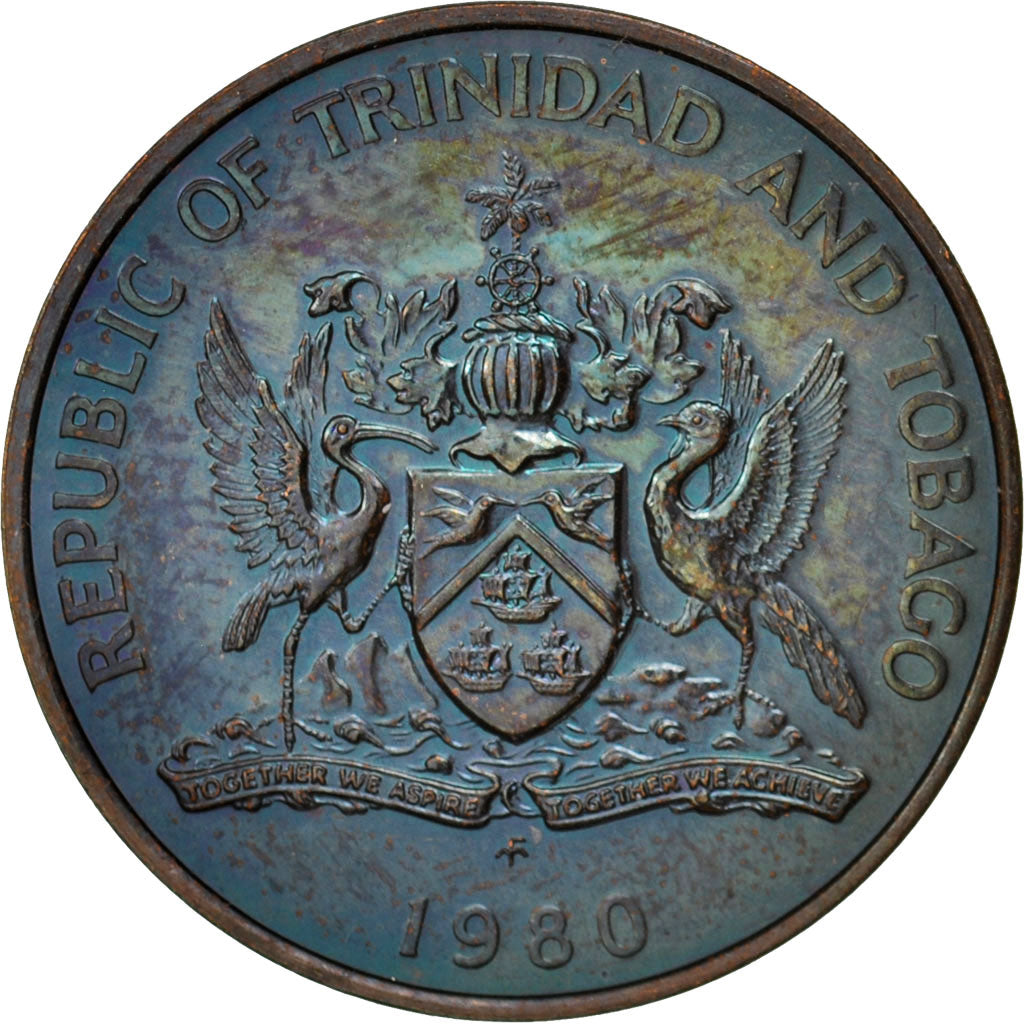 TRINIDAD E TOBAGO, 5 Cents, 1980, SPL-, Bronzo, KM:30
