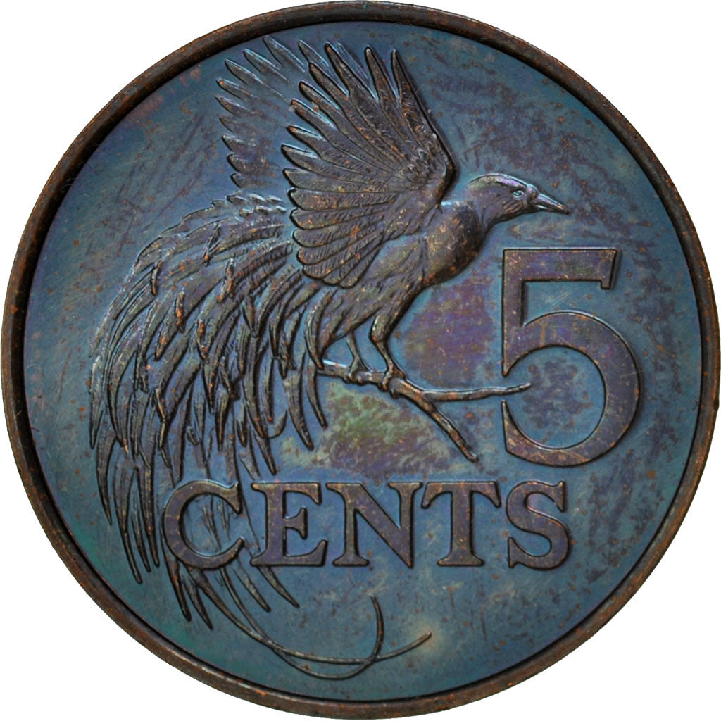 TRINIDAD E TOBAGO, 5 Cents, 1980, SPL-, Bronzo, KM:30