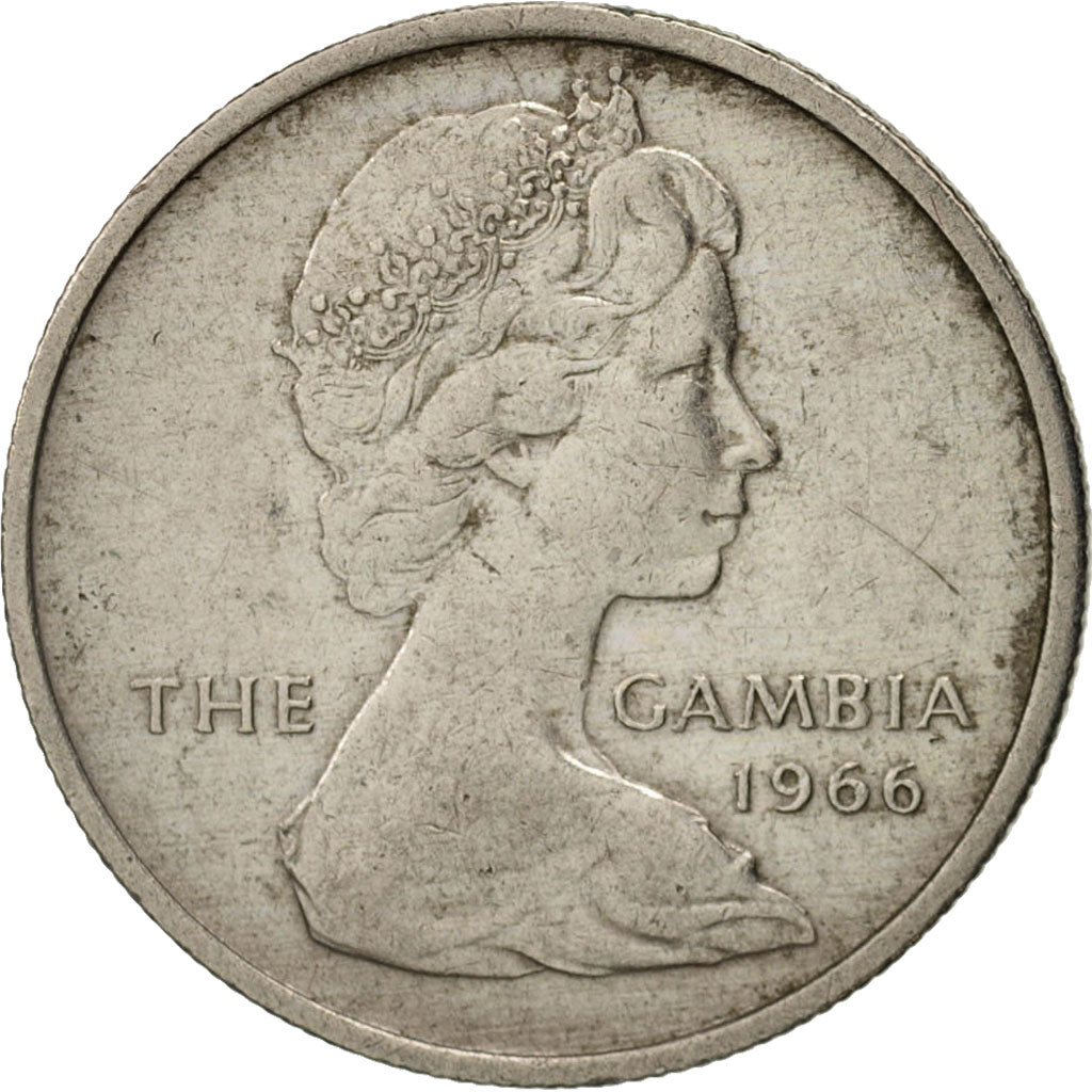GAMBIA, THE, 6 Pence, 1966, EF(40-45), Copper-nickel, KM:3