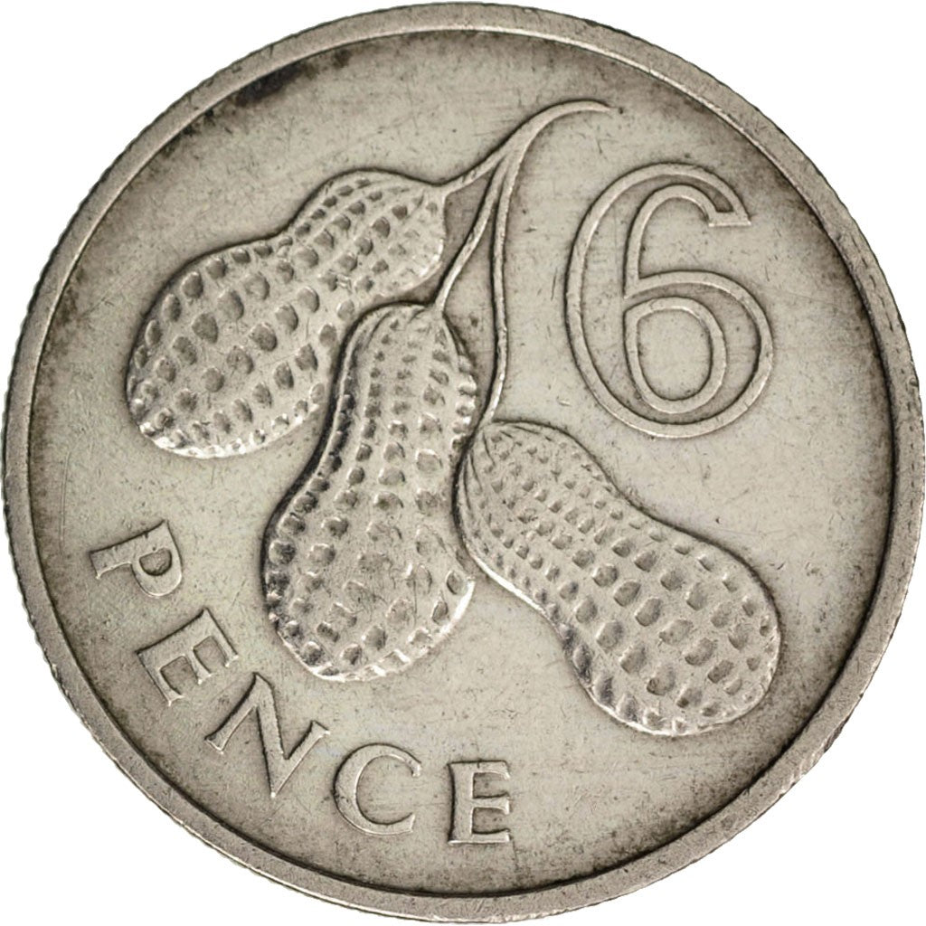GAMBIA, THE, 6 Pence, 1966, EF(40-45), Copper-nickel, KM:3